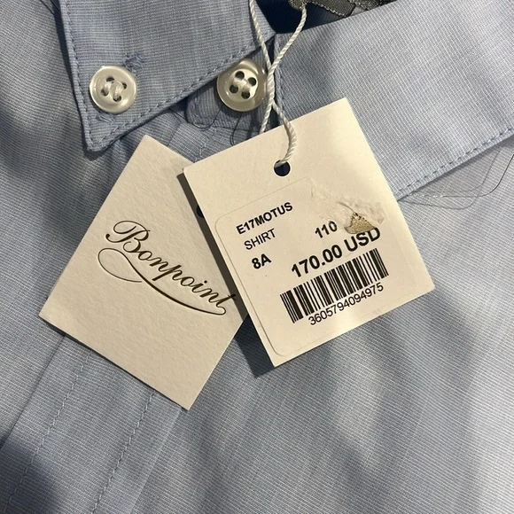 NWT Bonpoint boys dress shirt blue 8